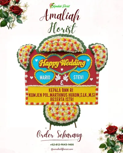 Karangan Papan Bunga Pernikahan di Pabaton